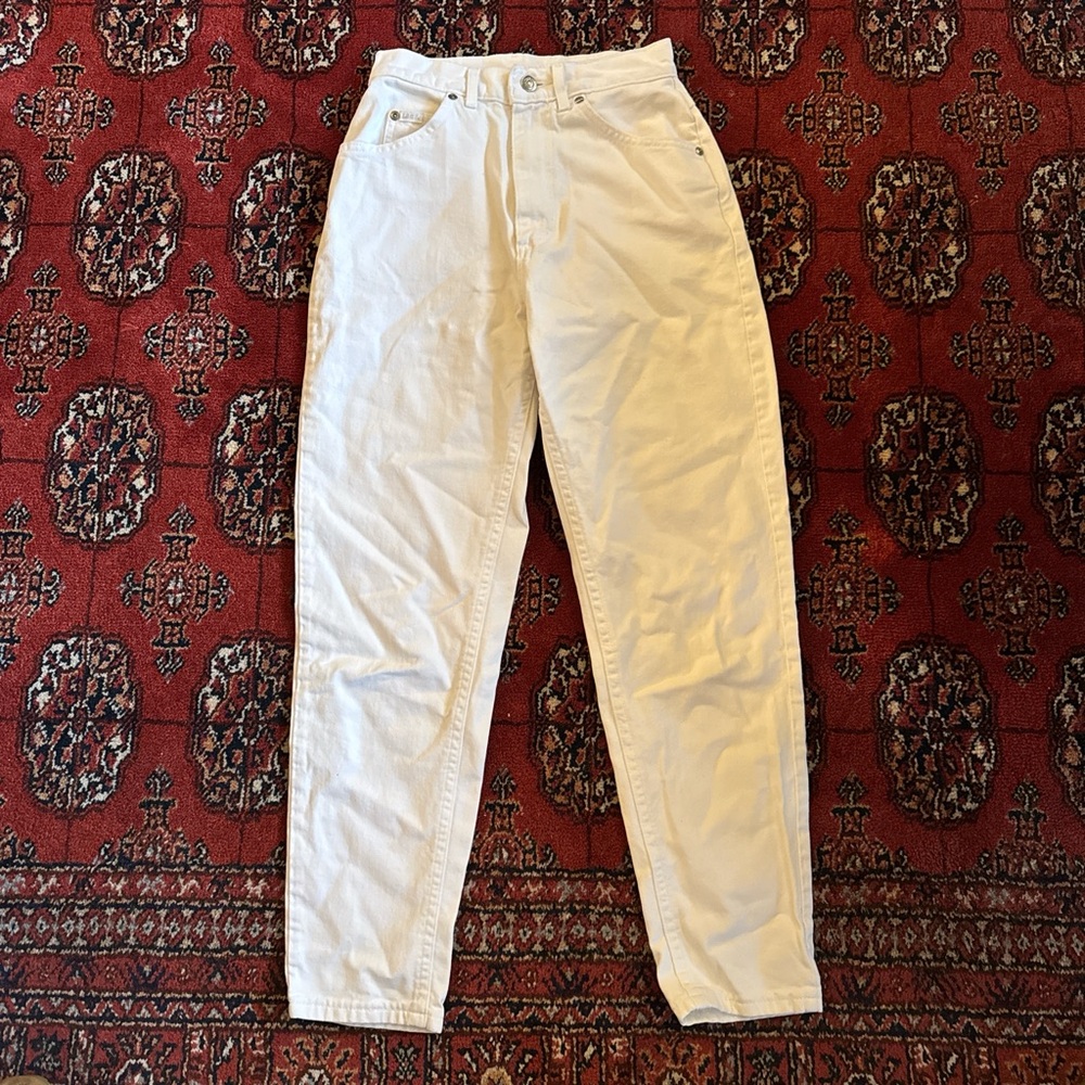 Cream Vintage Mom Jean High-Waisted Pants